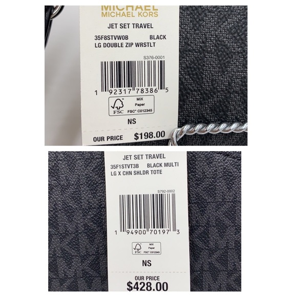 MICHAEL KORS LARGE X CHAIN SHOULDER TOTE & LARGE DOUBLE ZIP WALLET BLACK… - Picture 12 of 16